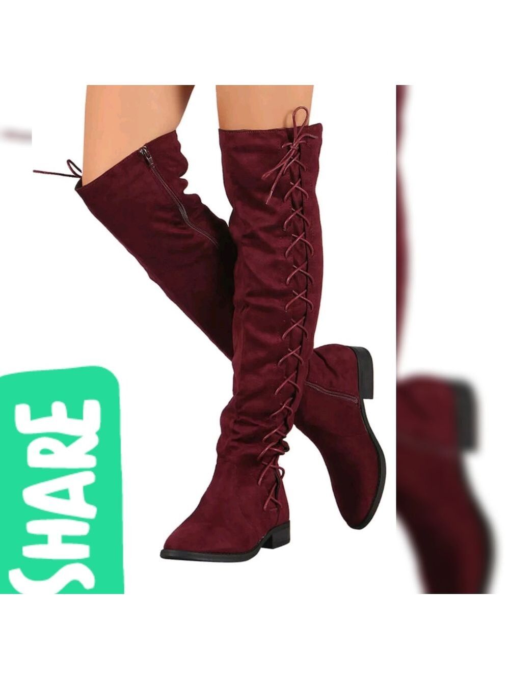 New woman Vegan Suede Boots Over knee